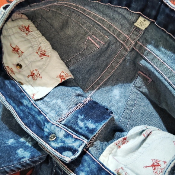 Vtg Y2K Early 2000s Splatter Bleach Style True Religion Denim Skinny Jeans - Picture 14 of 15